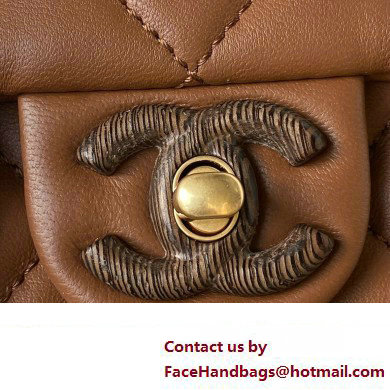 Chanel Mini Flap Bag in Lambskin  &  Ash-Wood AS4165 tan 2023